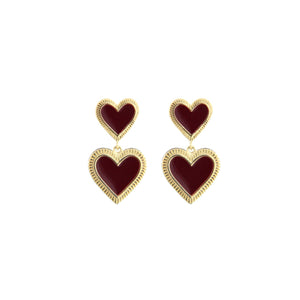 Rouge Noir Enamel Heart Earrings
