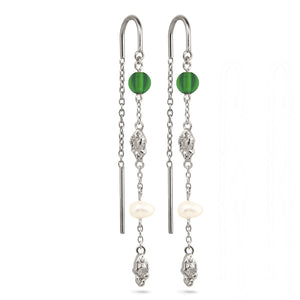 I AM Gold Chain Agate Earring