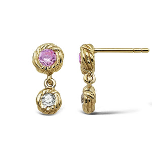 I AM GOLD Double Drop Pink Ørering